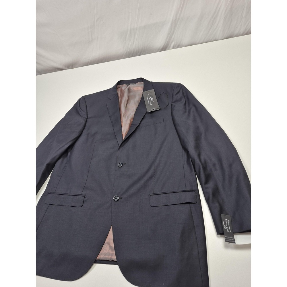 Emilio Ciro Suit Jacket Mens 52 Blue Wool Turbo 160 Italy 2 Button NWT
